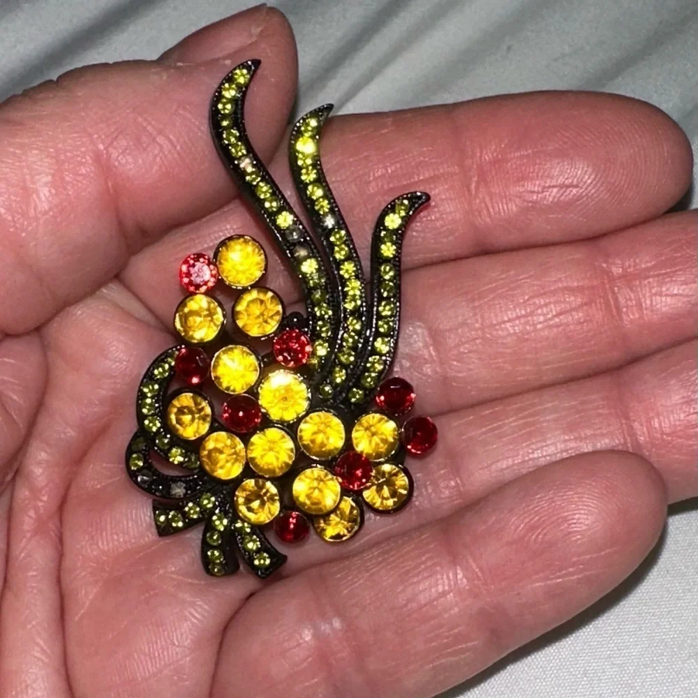 vintage brooch with crystal accents